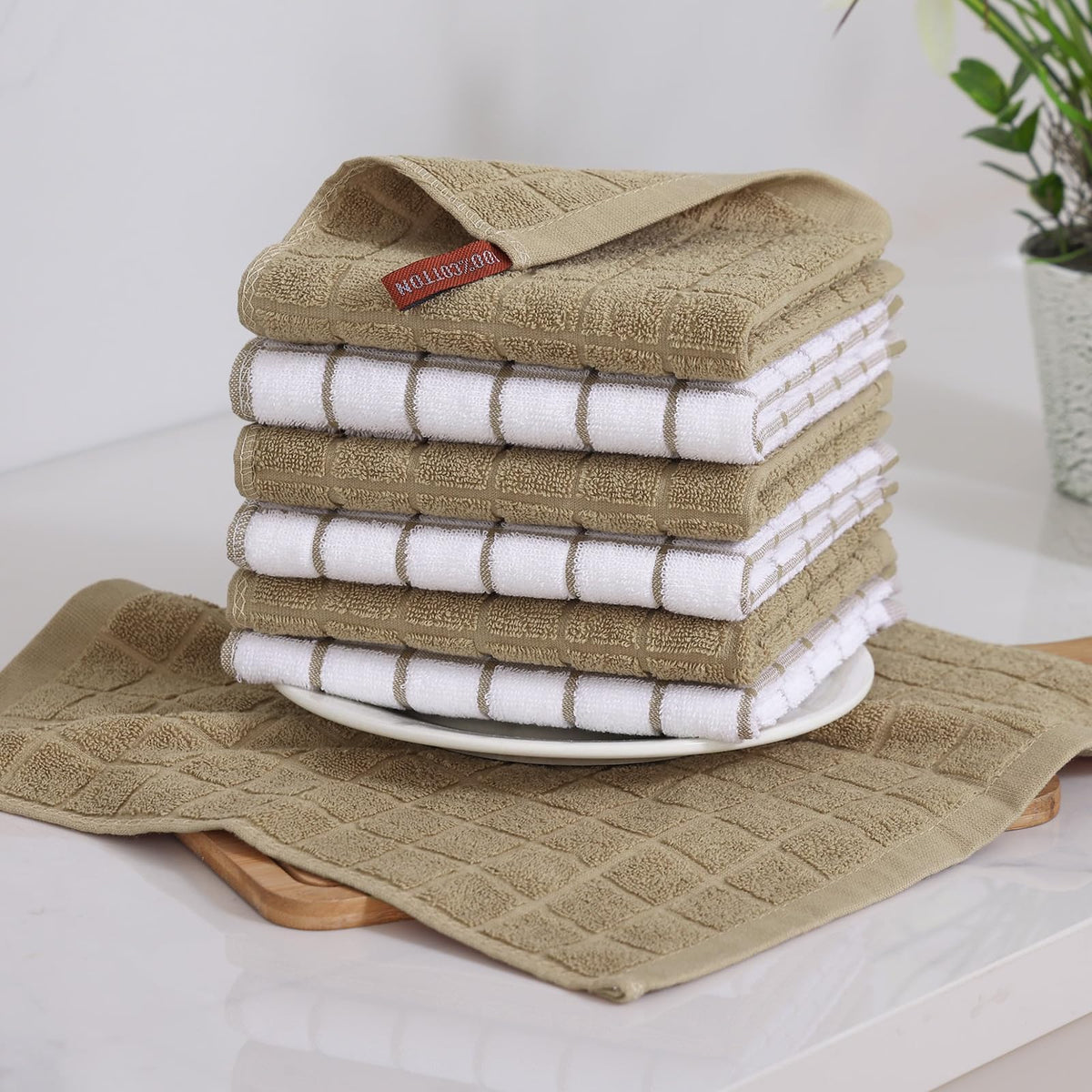 Premium Cotton Kitchen Dish Cloths 12"x 12" (8 Count)