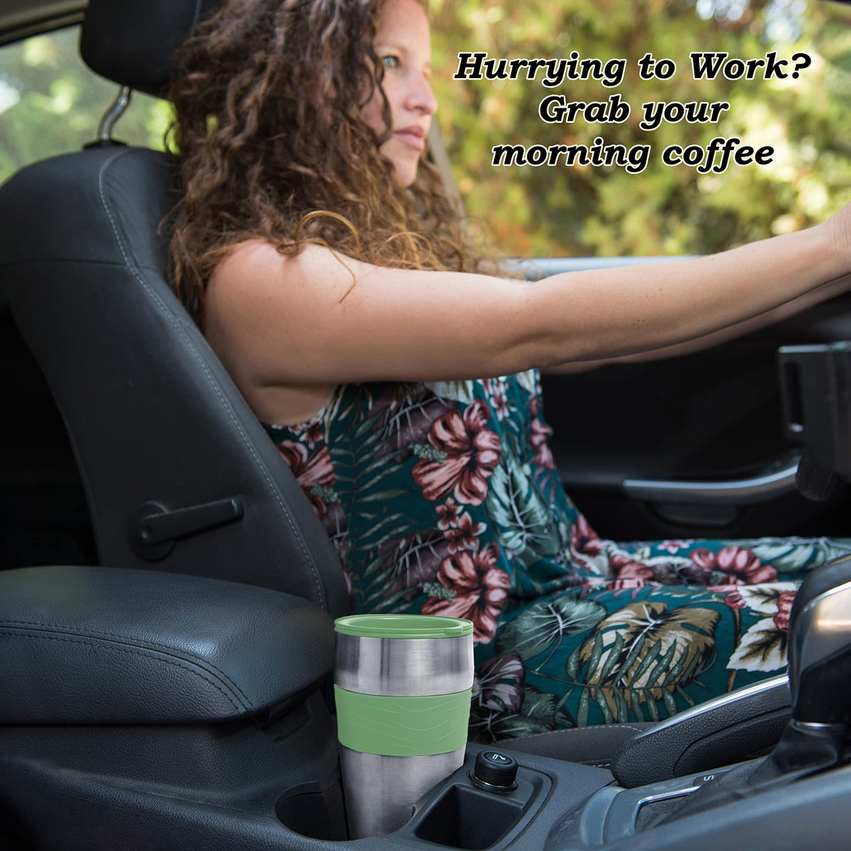 Single Serve & Single Cup Coffee Maker with 14oz Travel Mug Green