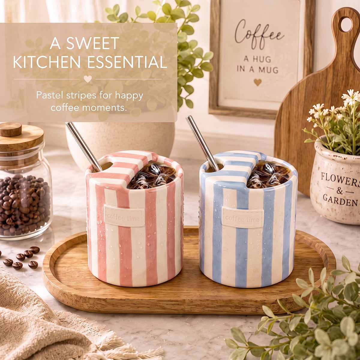 2 Pack Ceramic Mug with Sip Hole (2 Count)