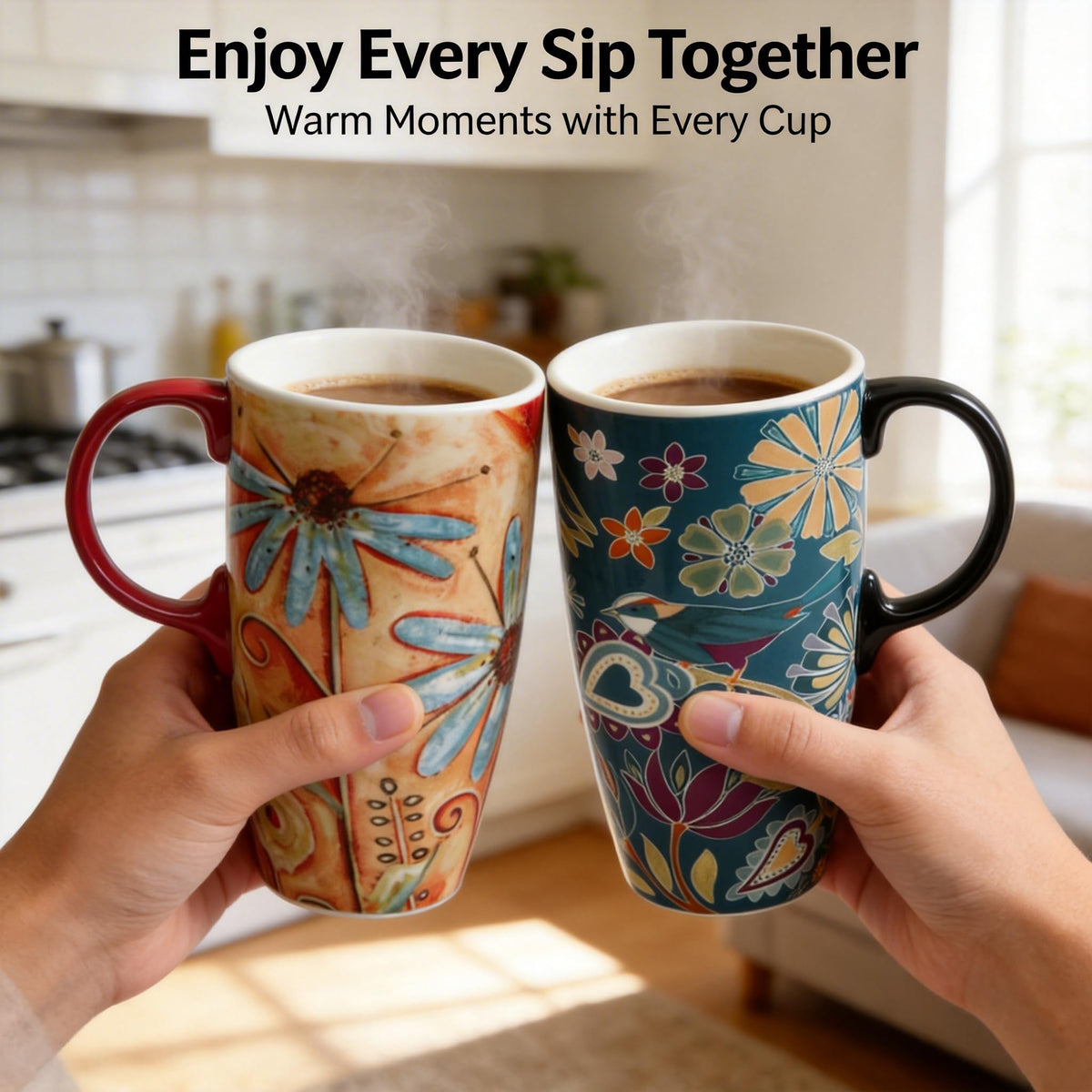 Set of 2 Ceramic Travel Mugs with Lid (2 Count)