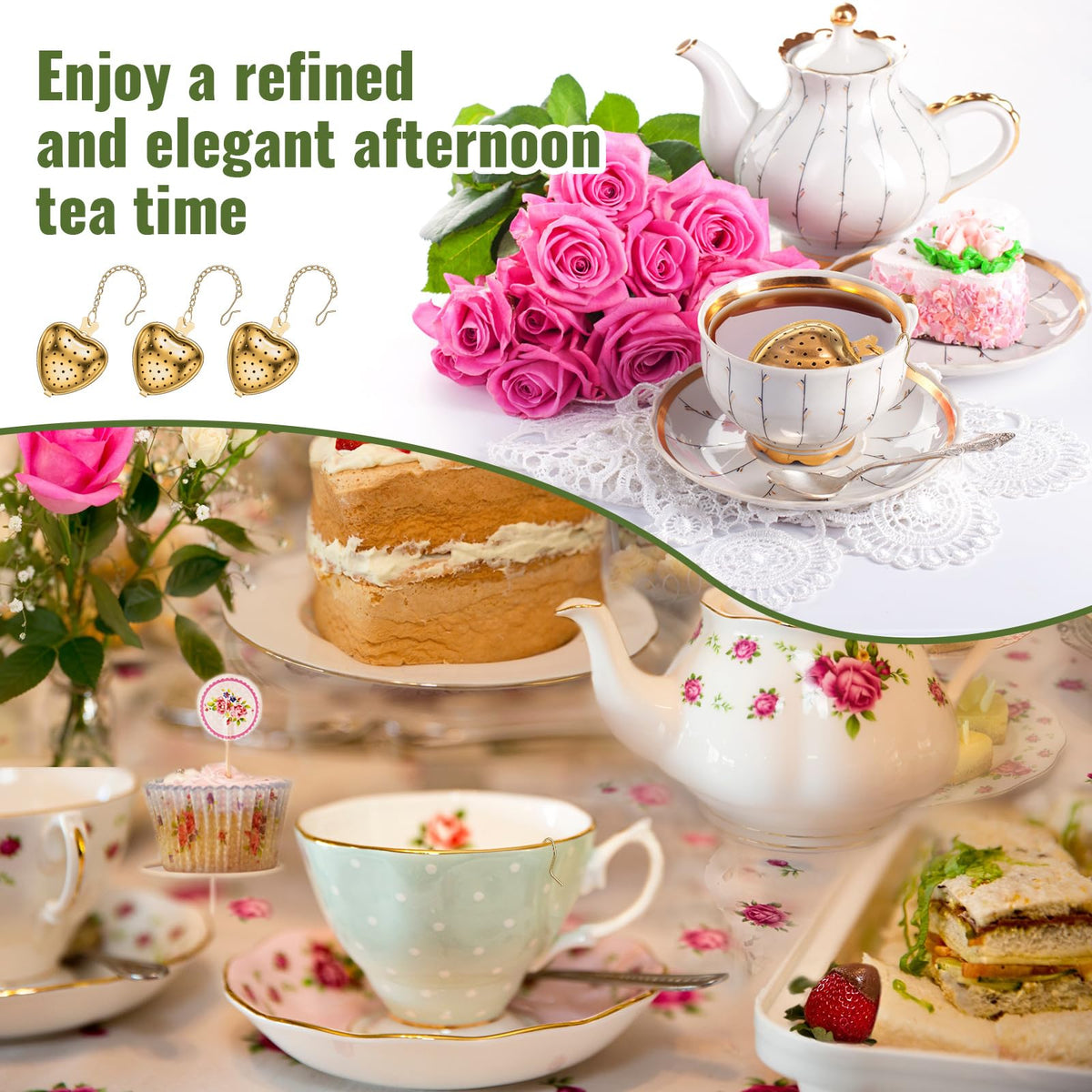 50 Pcs Stainless Steel Tea Strainer Ball Infuser Loose Leaf Steeper Interval Diffuser Heart Shape Mesh Filters with Extended Chain Hook for tea party Seasonings Cup Bottle