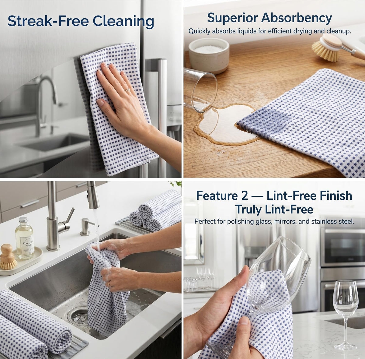 Kitchen Towels Cotton Dish Towels 20”x30” (6 Count)
