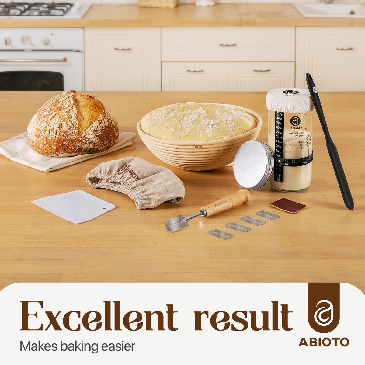 Sourdough Starter Kit with Banneton Bread Proofing Basket