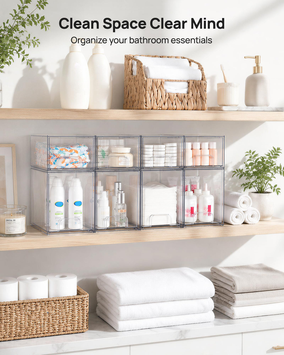 Clear Stackable Storage Drawers Set of 8 (8 Count)