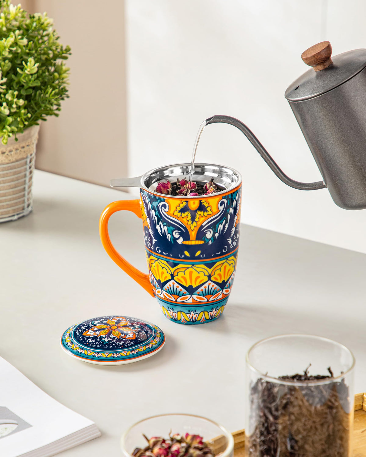 18 Oz Tea Infuser Mug with Lid