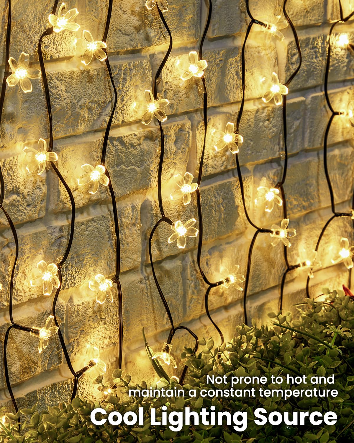 2 Pack Total 52FT 120 LED Solar String Lights Flower Outdoor Waterproof Fairy Lights for Garden Yard Fence Patio Christmas Tree Wedding Party Decor (120 Count)