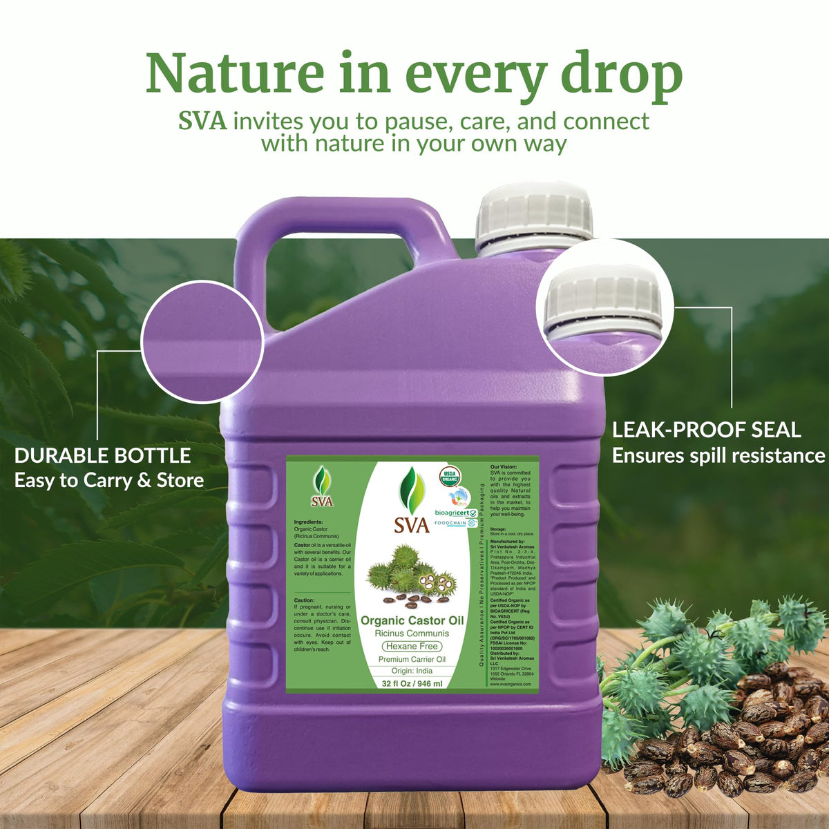 SVA Organic Castor Seed Carrier Oil (32 ounce)