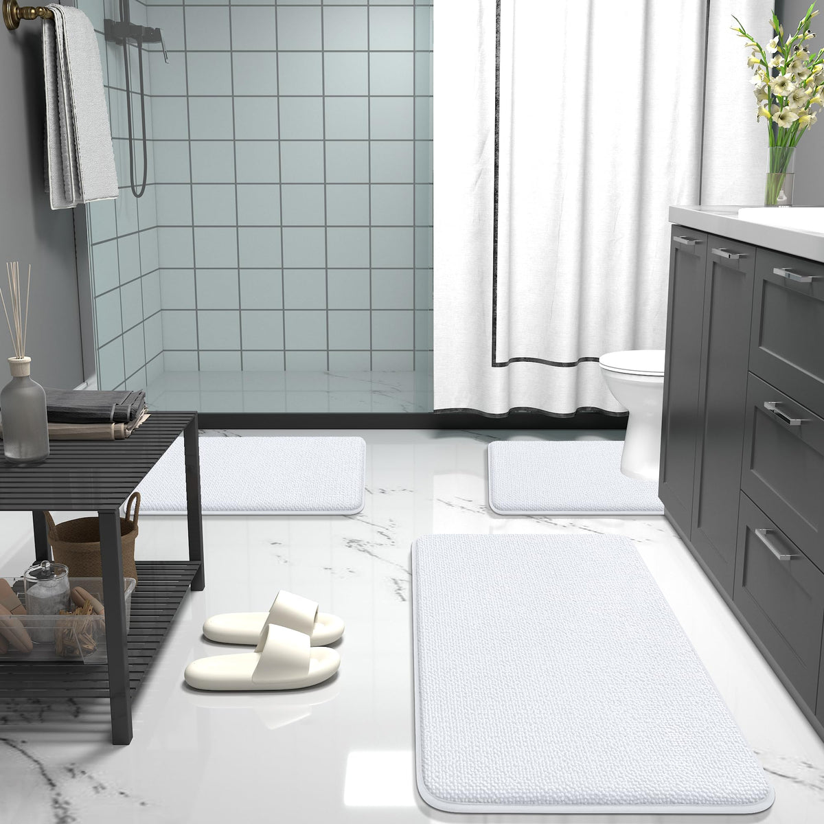 Memory Foam Bathroom Runner Rugs 70x24