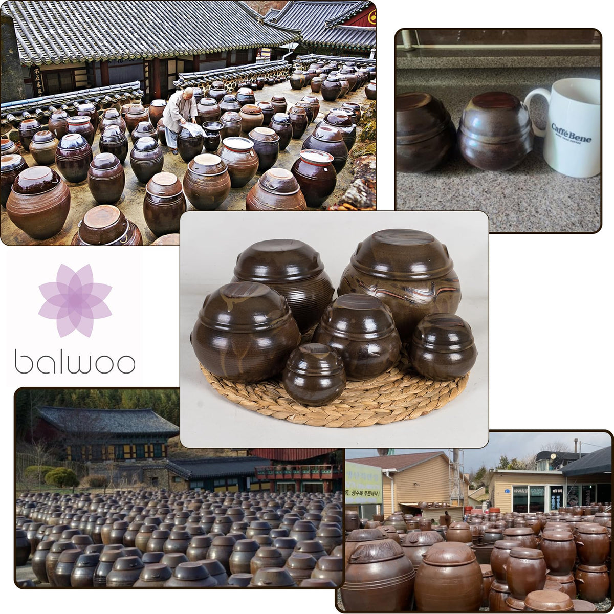 Earthenware Onggi Korean Traditional Clay Jar Ceramic Canister