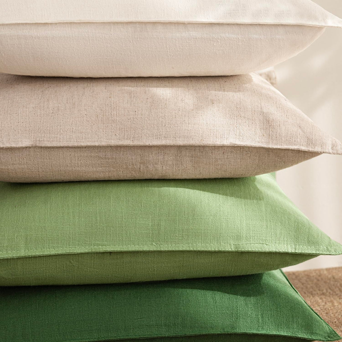 Pack of 2 Decorative Linen Solid Throw Pillow Covers Soft Accent Euro Cushion Case Boho Farmhouse Pillowcase for Chair Couch Sofa Bedroom Living Room Home Decor 22 x 22 Inch Lime Green (2 Count)
