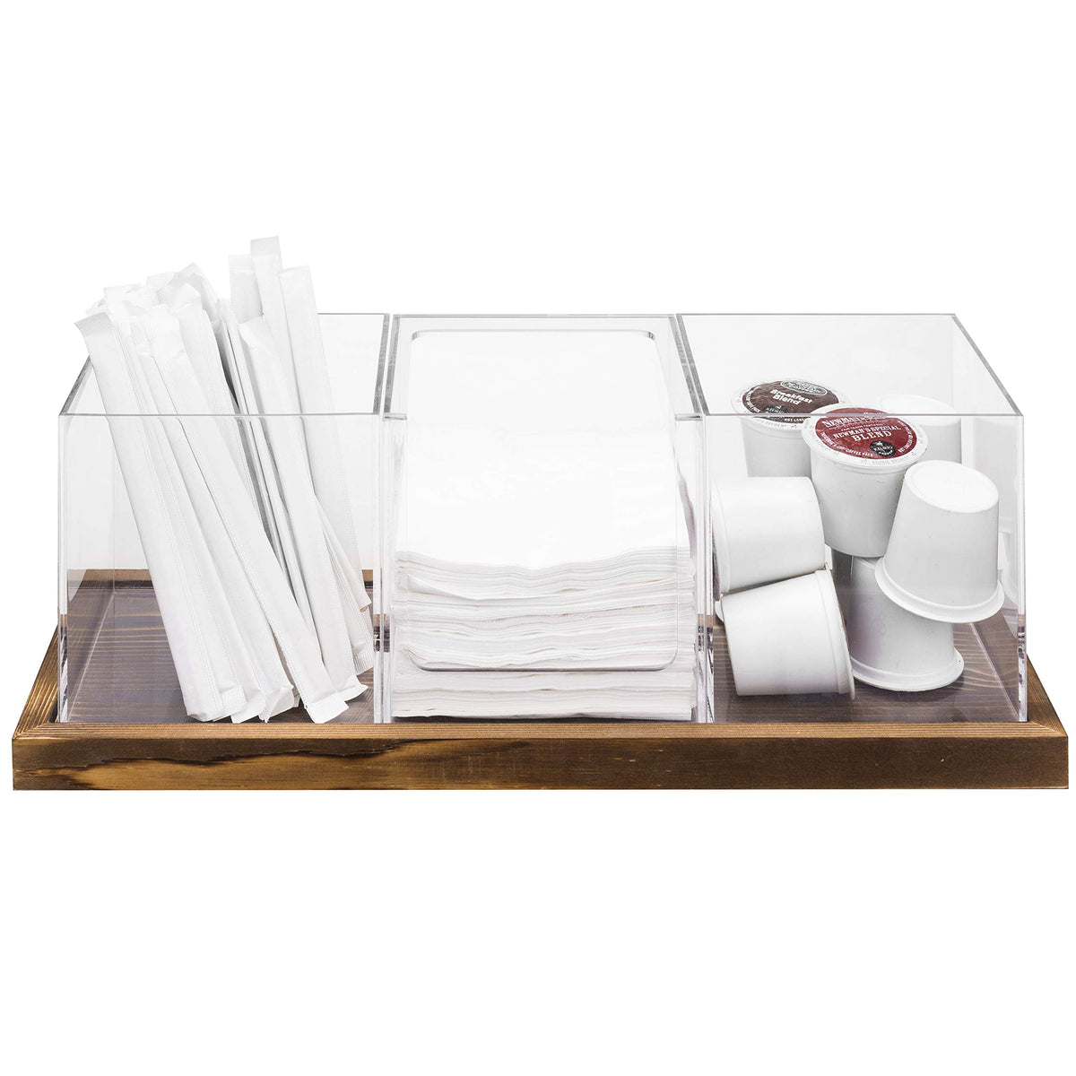 Coffee & Tea Station Organizer with Acrylic Compartments