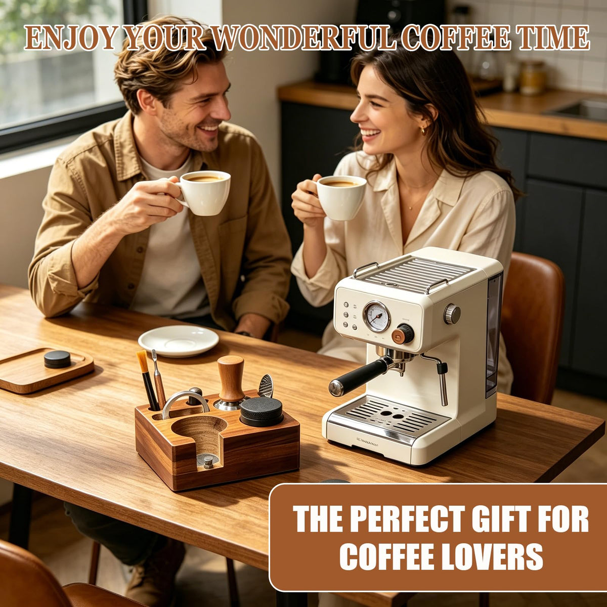 9PCS 54mm Espresso Accessories Kit with Wood Tamping Station