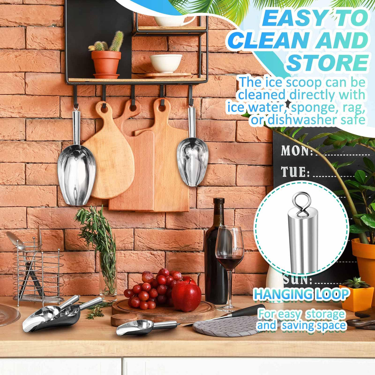 Stainless Steel Ice Scoop Set of 5 (5 Count)