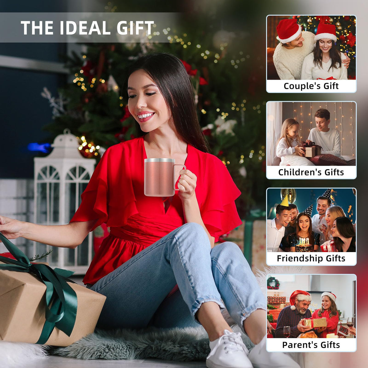 14oz Insulated Stainless Steel Coffee Mug with Lid Bulk 4 Pack (4 Count)