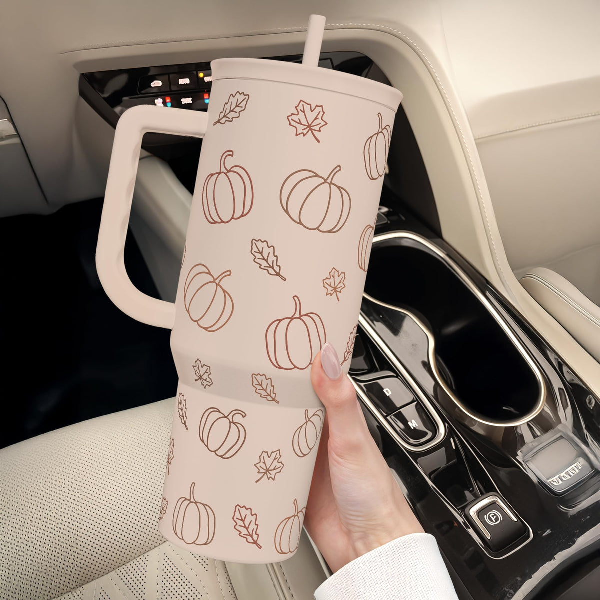 Pumpkin Tumbler with Handle and Straw 40oz