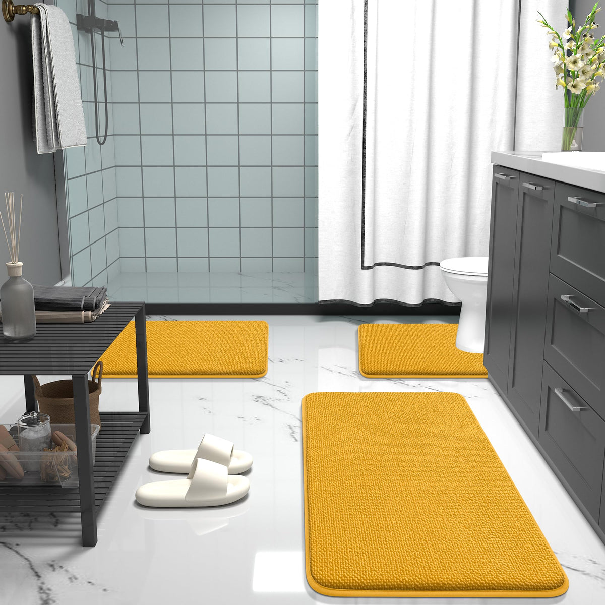 Memory Foam Bathroom Runner Rugs 44x24