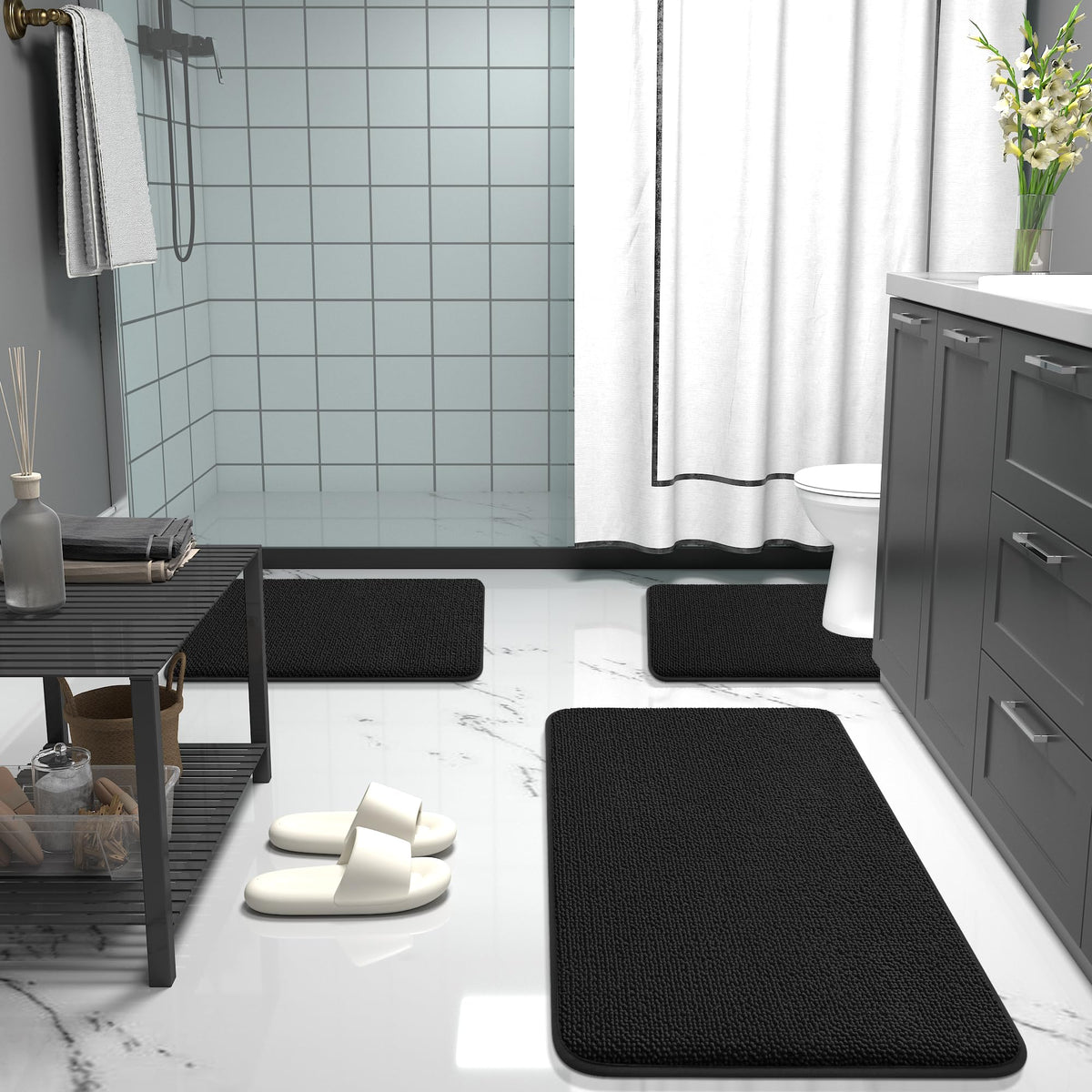 Memory Foam Bathroom Runner Rugs 47x17