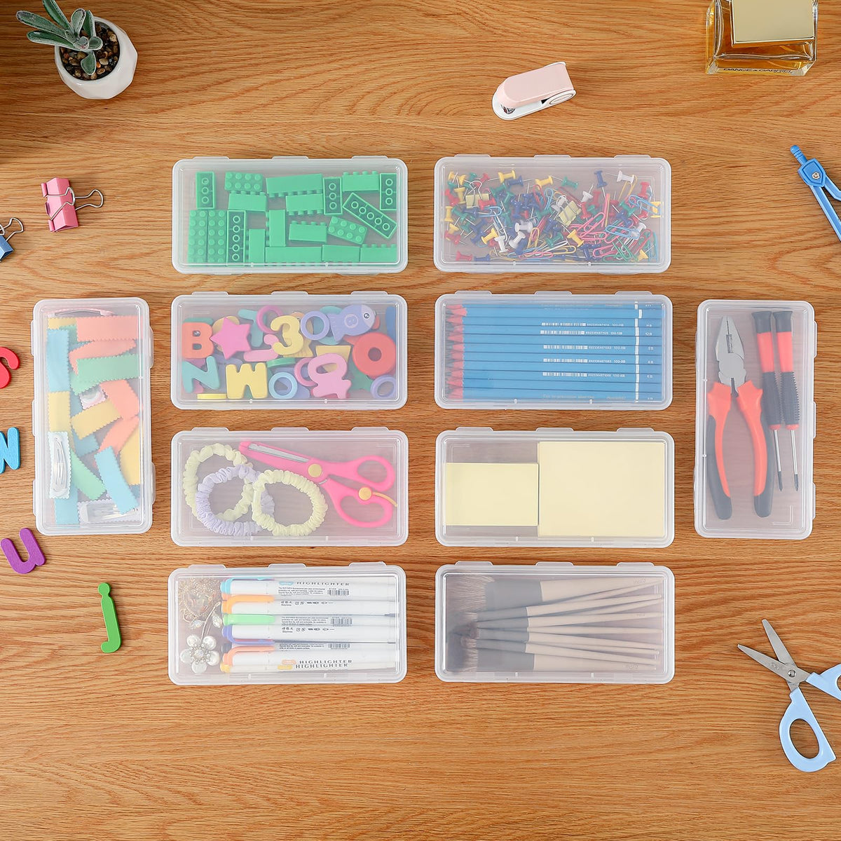 10 Pack Flat Shallow Clear Storage Box (10 Count)