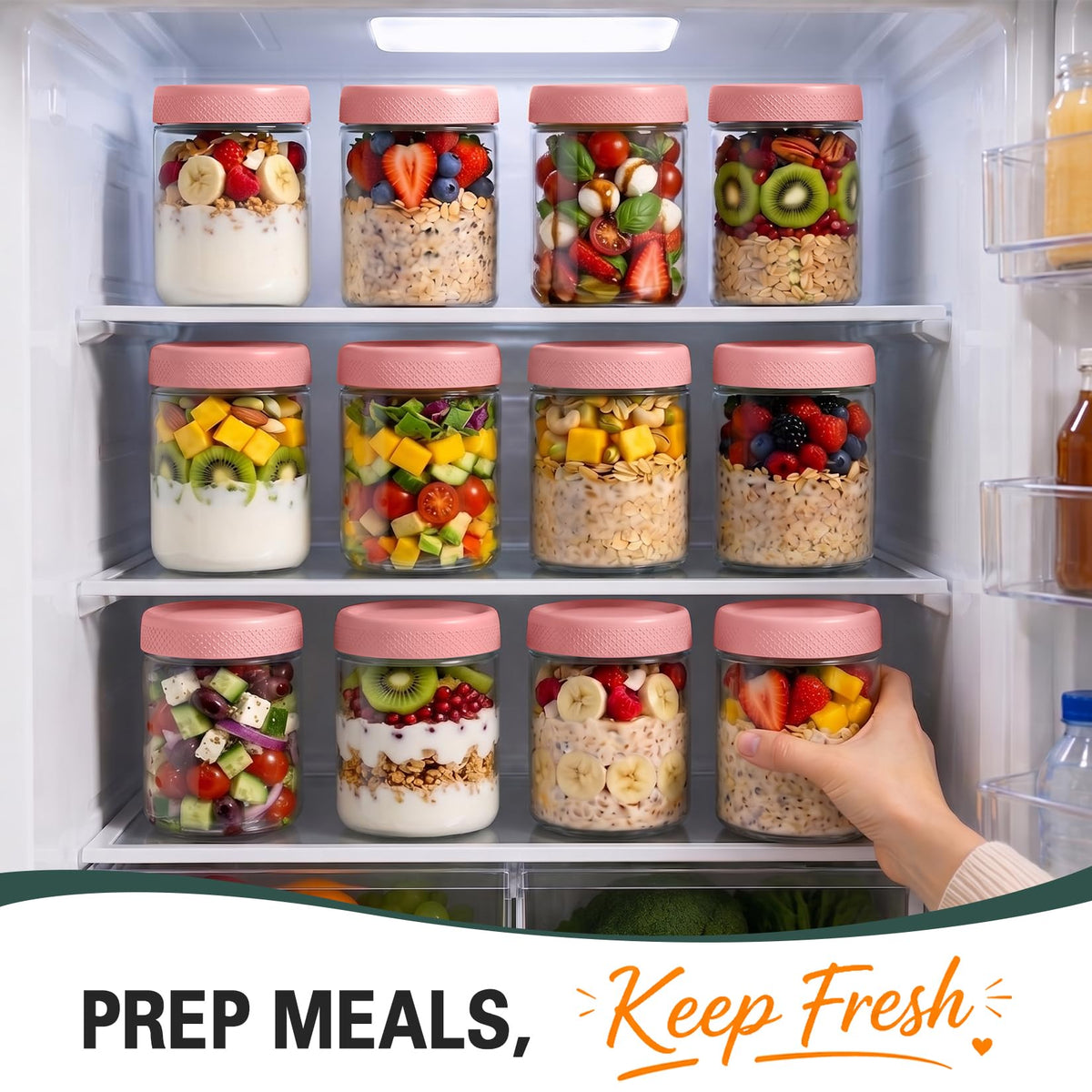 16 oz Overnight Oats Containers with Lids (6 Count)
