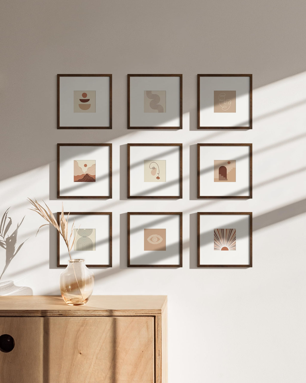 Walnut Oak Wood 8x8 Picture Frames