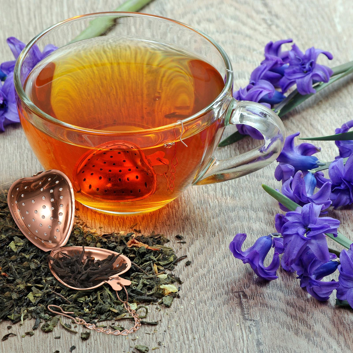 25 Pcs Heart Tea Strainer Stainless Steel Ball Infuser Loose Leaf Steeper Interval Diffuser Mesh Filters with Extended Chain Hook for Cup Bottle Tea Party Wedding Bridal Shower (25 Count)
