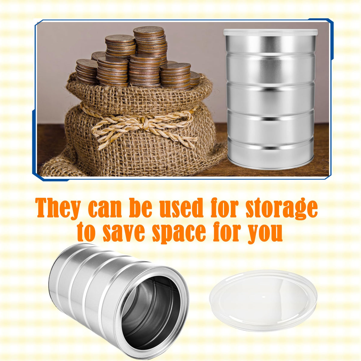 12 Pcs Empty Coffee Cans Metal Tin Cans with Lids for Kitchen Storage Tea Coffee Sugar Storage Packaging and Arts Crafts (12 Count)