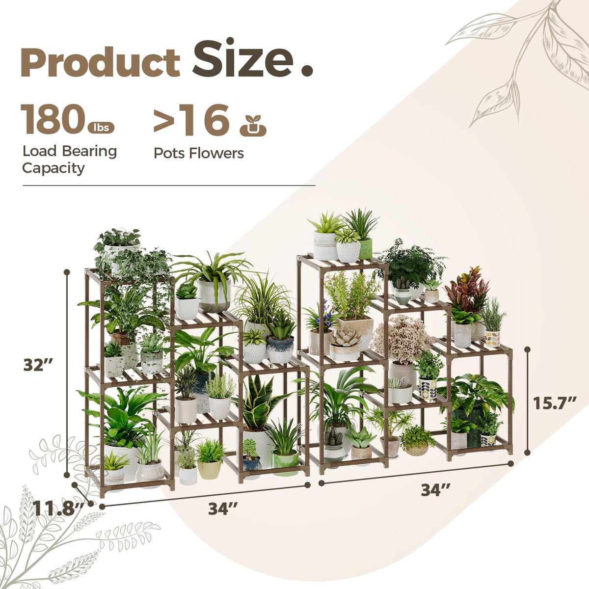 2 Sets of Package Plant Stands Indoor Wood Plant Shelf Outdoor