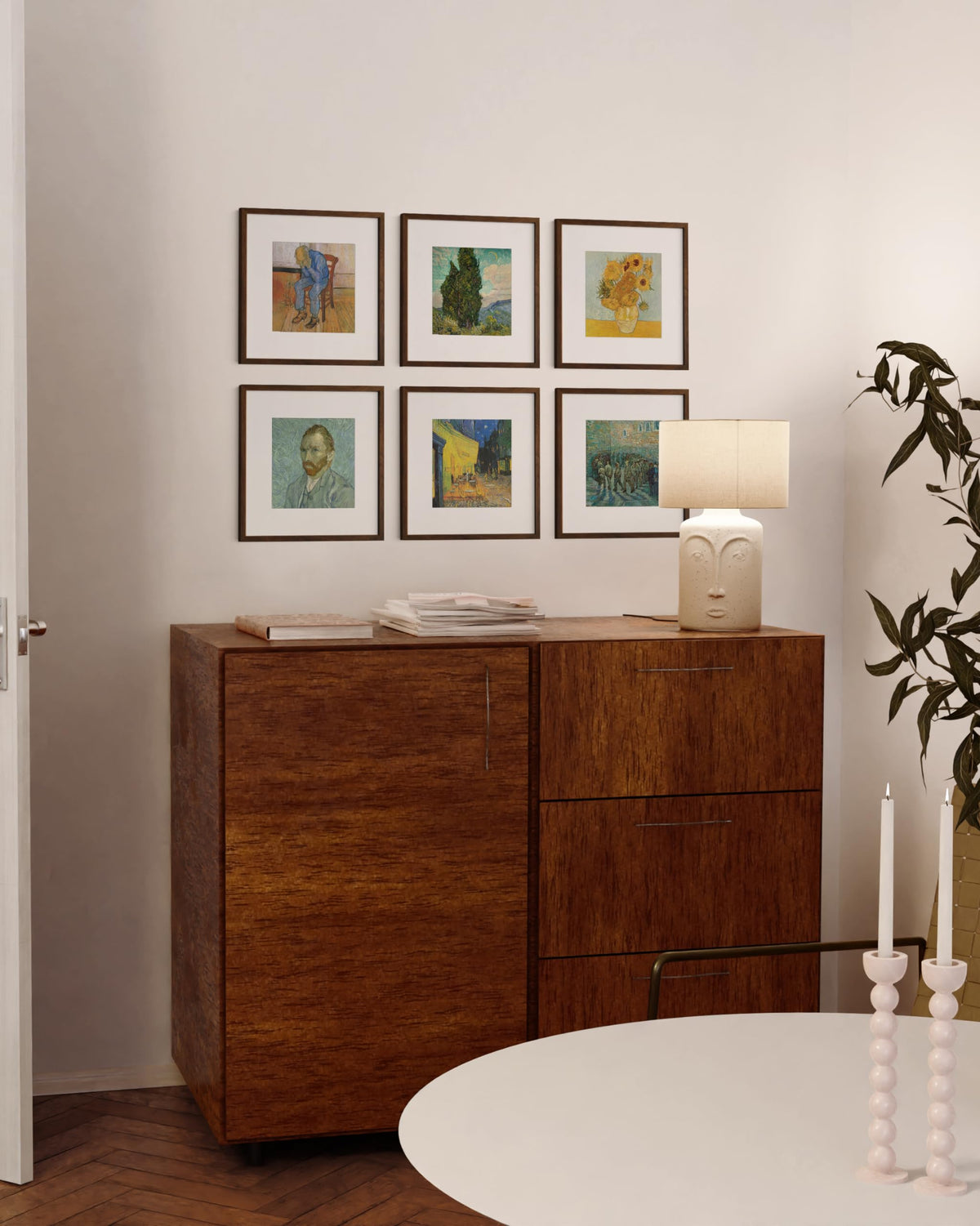 Set of 15 Walnut Wood 12x12 Square Picture Frames