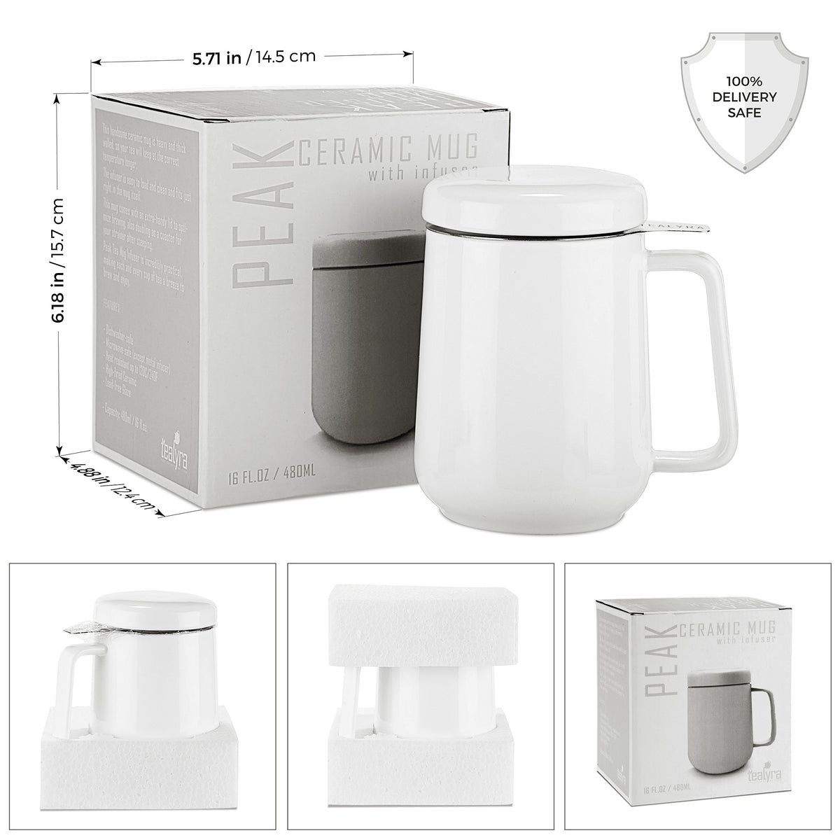 Peak Ceramic White Tea Cup Infuser