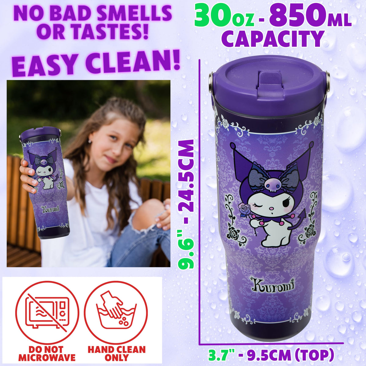 Hello Kitty Sanrio Tumbler Stainless Steel with Straw 30oz Girls Teens Insulated Cup with Lids