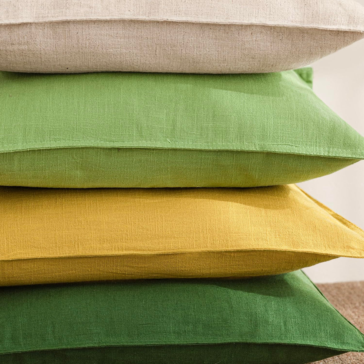 Pack of 2 Decorative Linen Solid Throw Pillow Covers Soft Accent Euro Cushion Case Farmhouse Neutral Pillowcase for Chair Couch Sofa Bed Living Room Home Decor 20 x 20 Inch Ginger Yellow (2 Count)