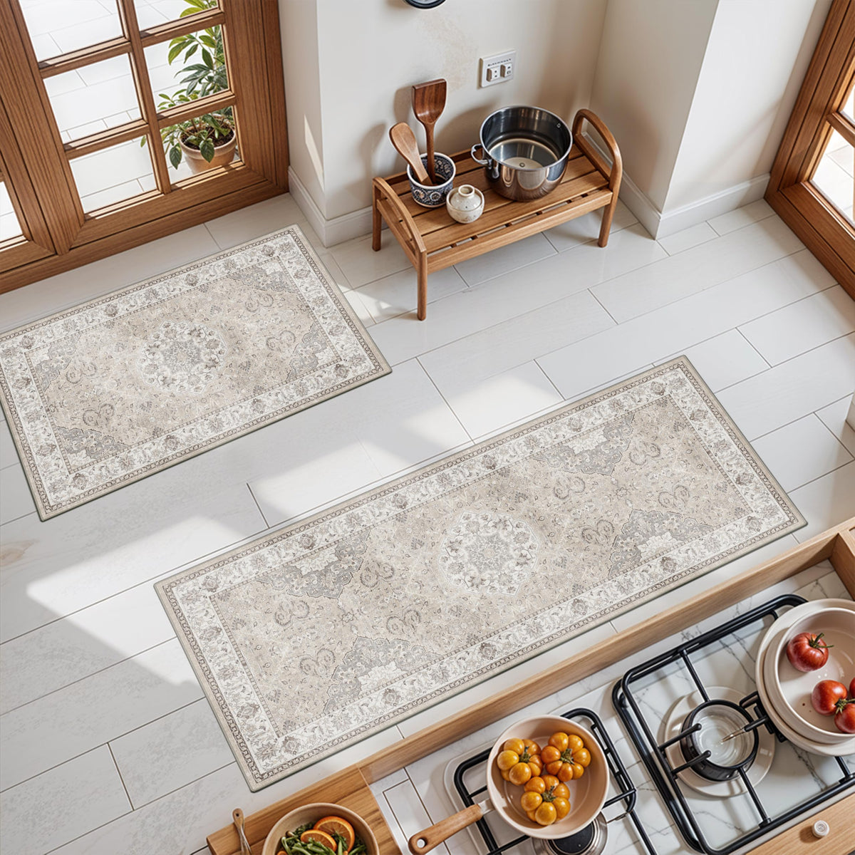Washable Kitchen Rug Set of 3 (24 Sq Ft)
