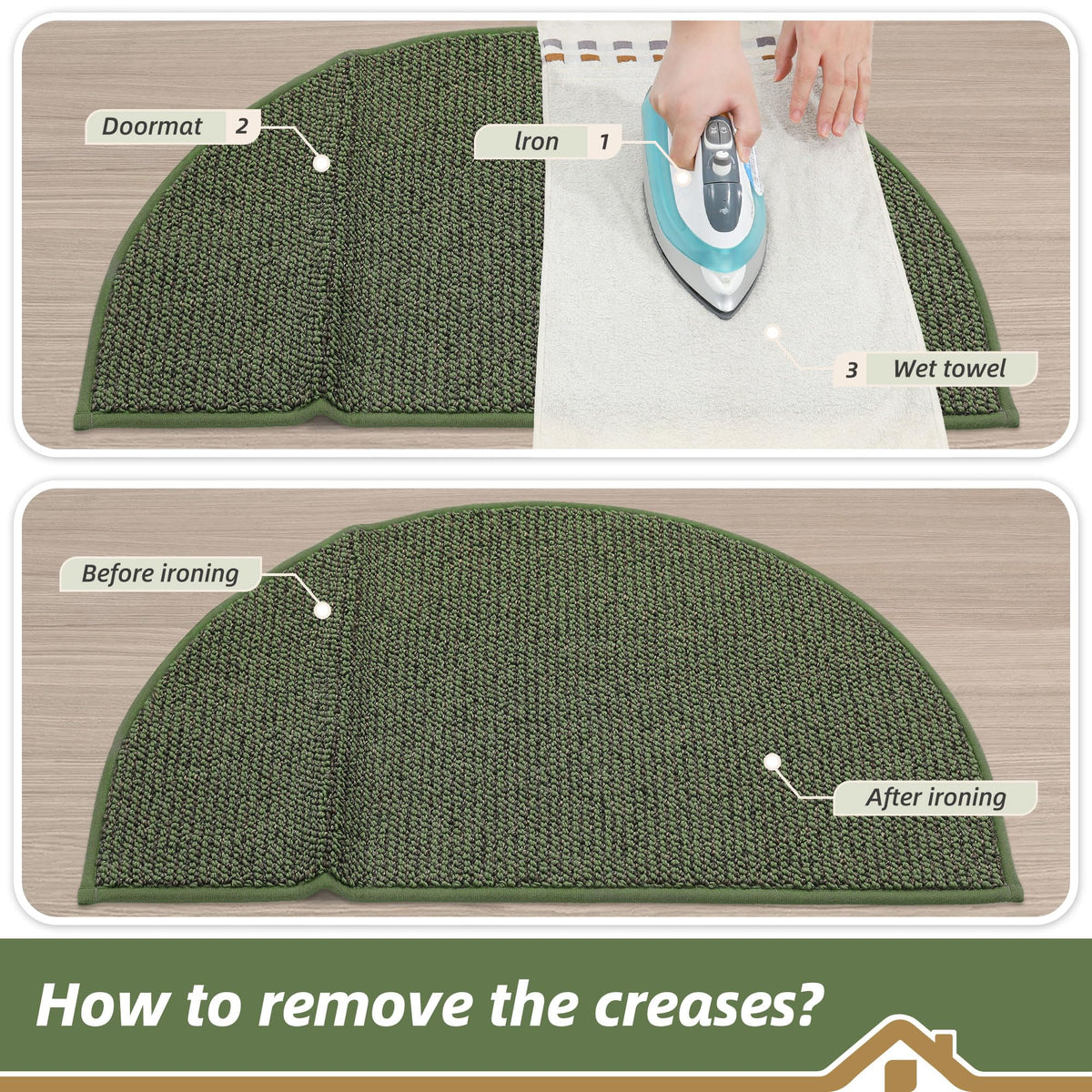 Dirt Trapper Door Mat 24" x 36" Half Circle Non Slip Rugs