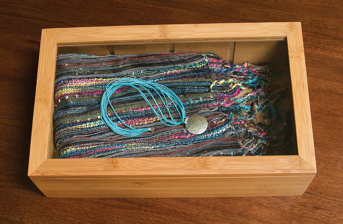 Bamboo Wood Tea Box with Clear Lid