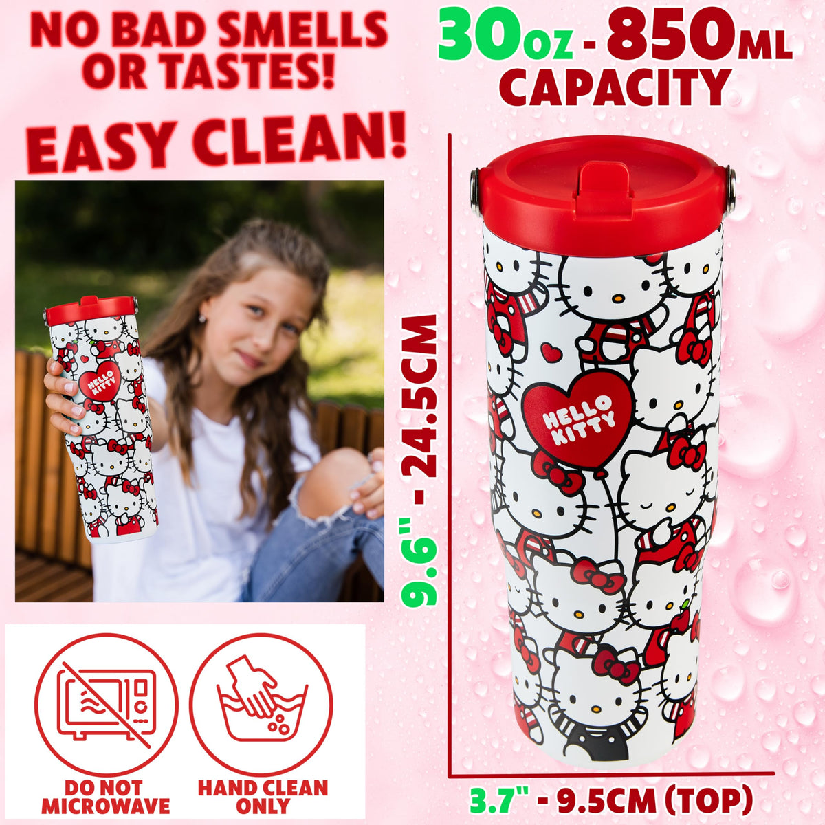 Hello Kitty Sanrio Tumbler with Straw 30oz Girls Teens Women Insulated Cup with Lid Travel Mug for School