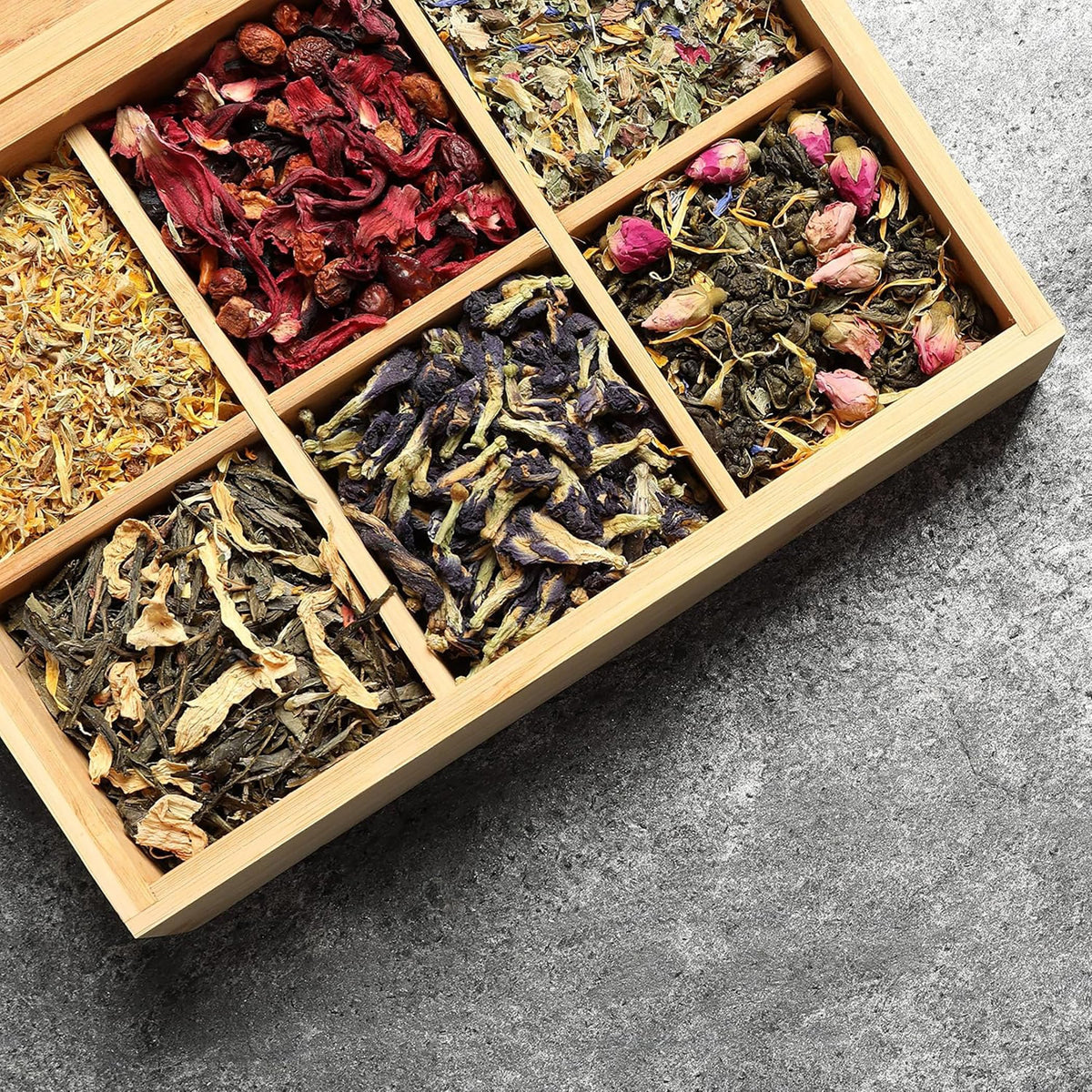 Tea Organizer Box Food Safe Chemical Free Bamboo Wood Storage Chest Big