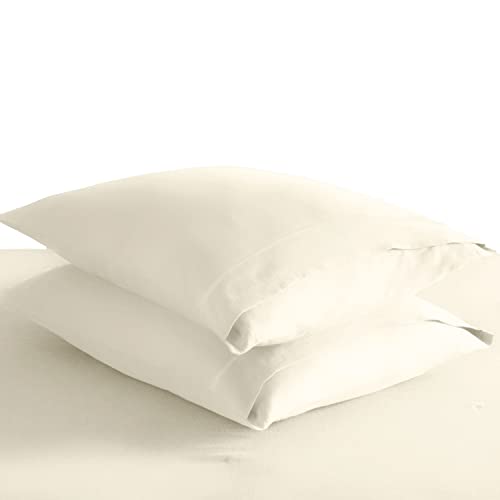 100% Cotton Queen Size Pillowcases 400 Thread Count New Ivory (2 Count)