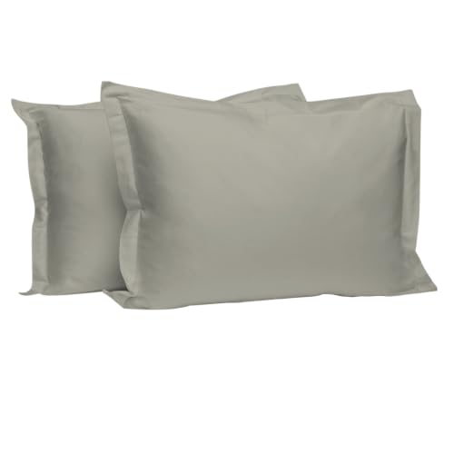 Pure 100% Cotton Pillow Shams Queen Size Set of 2 Silver (2 Count)
