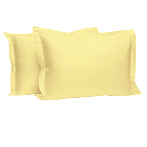 100% Cotton Standard Pillow Shams 400 Thread Count Mellow Yellow (7.5 Count)