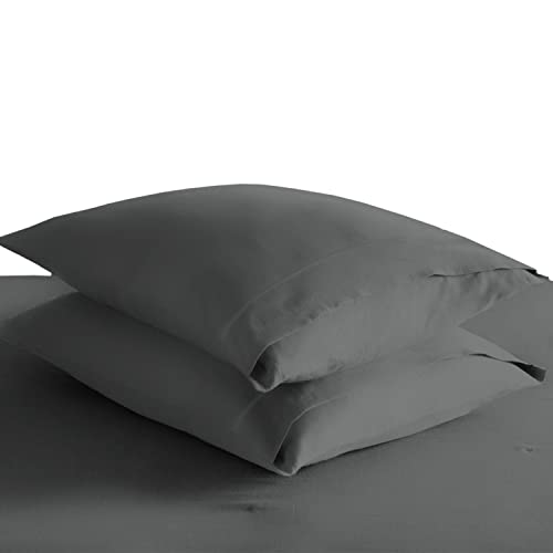 100% Cotton Queen Size Pillowcases 400 Thread Count Dark Grey (2 Count)