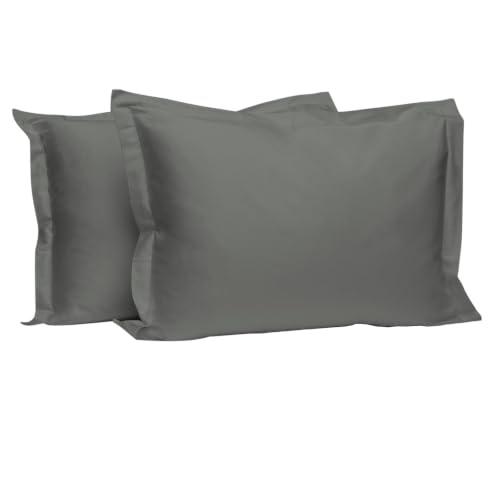 100% Cotton King Pillow Shams 400 Thread Count Dark Grey (2 Count)