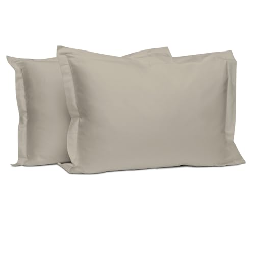 100% Cotton Queen Pillow Shams 400 Thread Count Simply Taupe (2 Count)