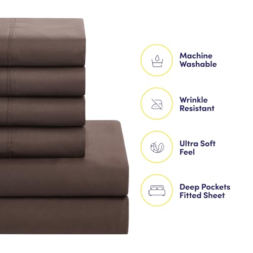 5 Piece Comforter Set Bag Solid Color All Season Soft Down Alternative Blanket & Luxurious Microfiber Bed Sheets