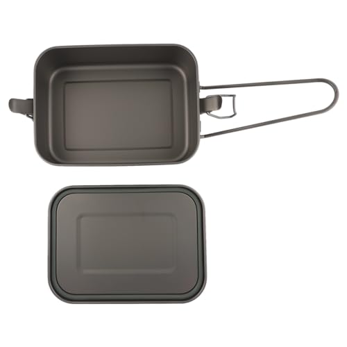 Titanium Lunch Bento Storage Box 1200ml 40 oz Grade 1 Airtight Locking Lid Leakproof Foldable Handle Reheatable on Fire Ultralight 254g Camping Office Meal Prep Food Container Dishwasher Safe