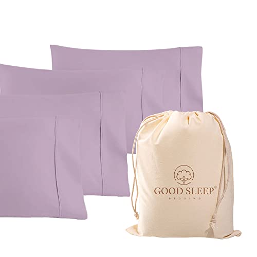 1000 TC Purple King Pillowcases Set of 4 100% Egyptian Cotton Pillow Cases with Long Staple Cotton & Sateen Weave (4 Count)
