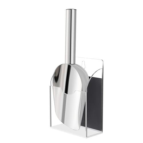 Stainless Steel Ice Scoop with Magnetic Acrylic Holder