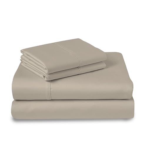 100% Cotton Sheets Set Queen 400 Thread Count Simply Taupe