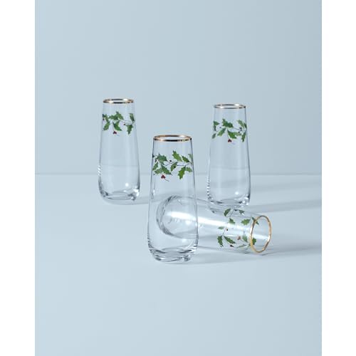 Holiday Stemless Champagne Flutes (4 Count)