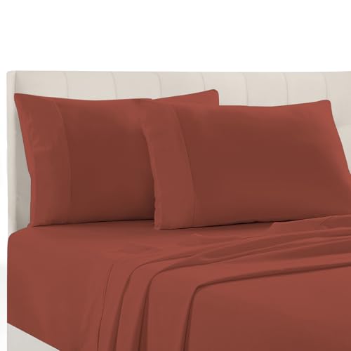 100% Cotton King Size Pillowcases 400 Thread Count Brick Red (2 Count)