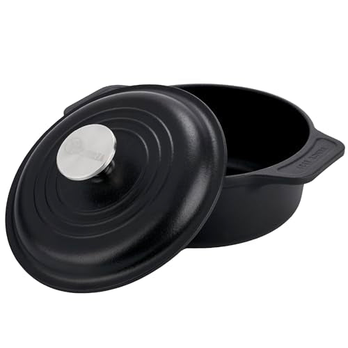 2 Quart Cast Iron Dutch Oven with Lid and Dual Handles
